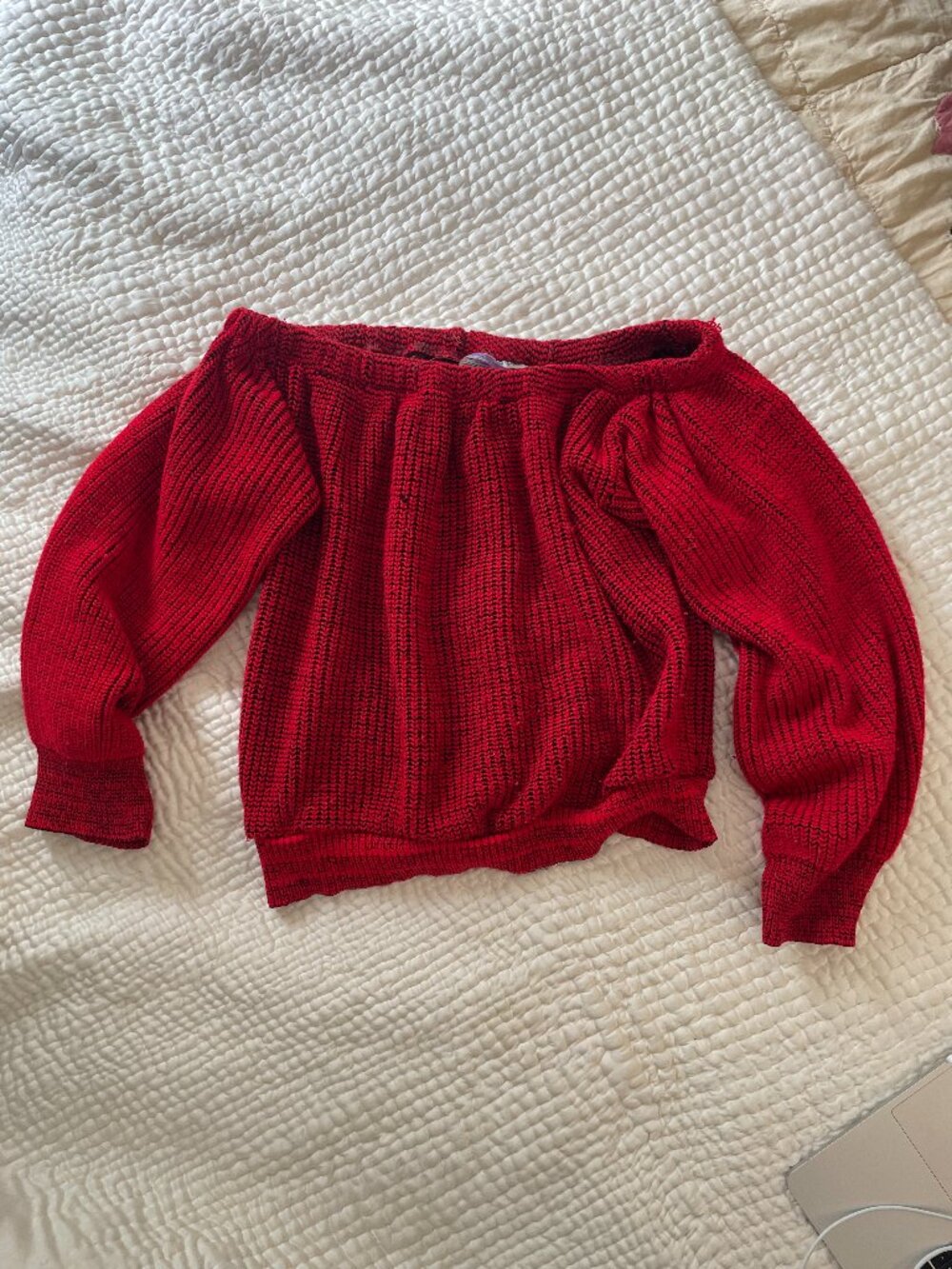 Red off the Shoulder Summer Sweater